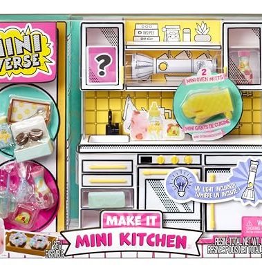MGA's Miniverse Make It Mini Kitchen, Kitchen Playset, w/UV Light, Collectibles, DIY, Resin Play, Exclusive, Mystery Recipe, Mini Oven Mitts, NOT Edible, 8+