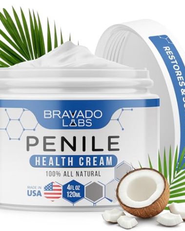 Bravado Labs Premium Penile Health Creme for Men – Daily Moisturizer for Dry Skin - Supports Foreskin Restoration - Sensitivity & Tight Intimate Area Relief - 4oz