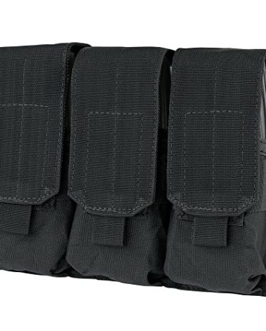 GVN Tactical Triple Mag Pouch, PALS MOLLE AR M4 5.56/.223 Triple Magazine Pouch Mag Holder Tactical (Black)