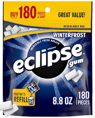 ECLIPSE Winterfrost Chewing Gum Sugar Free, Chewing Gum Bulk Pack, 8.8-Ounce (180 Piece Bag)