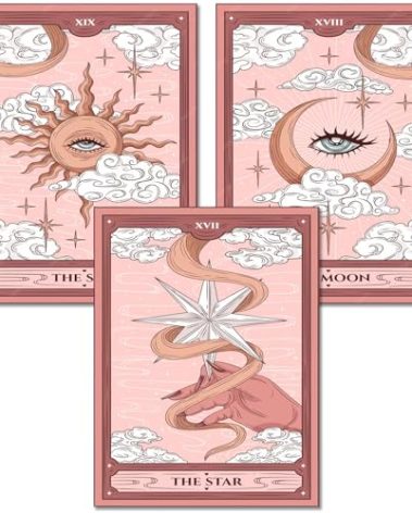 KICHANG 3Pcs Pink Tarot Diamond Painting Kits for Adults,5D Diamond Painting Diamond Art Kits,Diamond Art Diamond Painting Kits,Round Diamond Dot Full Drill Diamonds Crafts for Wall Decor&Gift-12x16in