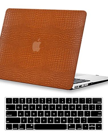 DTangLsm Compatible with MacBook Air 15 inch Case 2025 2024 2023 M4 M3 M2 A3241 A3114 A2941, Crocodile Skin Alligator PU Leather Hard Shell Cover for Mac Book Air 15 M4 Case and Keyboard Cover, Brown