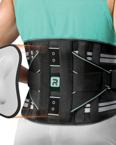 Back Brace for Lower Back Pain Relief for Women Men, Elastic Back Support Belt with 8 Stays and 3200 Uses Touch Fastener for Lifting at Work, Breathable Soft Lumbar Support with Removable 3D Compression Pad (Blue, Large)