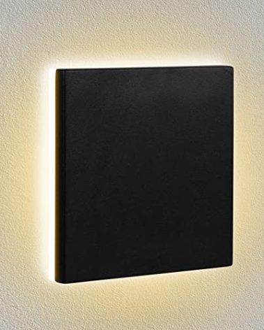 Vibeitup Modern LED Wall Sconce, Waterproof Black Aluminum Wall Light, Hardwired, 8W 3000K Outdoor/Indoor Wall Lamp, Square Geometric Wall Lighting Fixture
