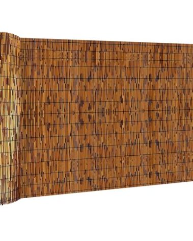 KOIUEYW Bamboo Reed Fencing, Light Russet Bamboo Fence Rolls 4 Feet High, Decorative Reed Screen Privacy Curtains for Patio Balcony Garden Backyard Outdoor, 4 x 10 FT