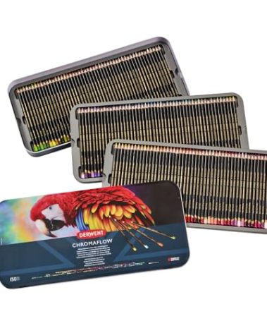 Derwent Chromaflow Pencils, Set of 150 in Tin, 3.5mm Round Core, Premium Core Strength, Blendable with Smooth Texture, Ideal for Drawing, Coloring & Layering, Professional Quality (2306263)