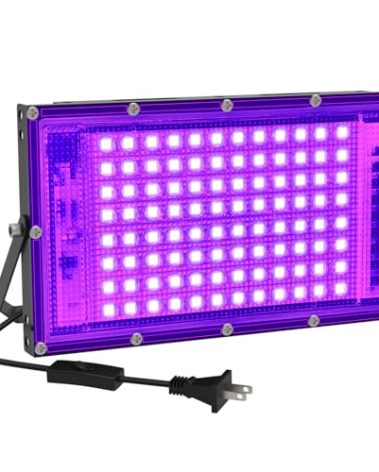 Elwoks 100W LED Black Light, Black Lights for Glow Party, Ultra Thin Black Lights Flood Lights with On/Off Switch, Glow in The Dark, for Party, Halloween, Body Painting