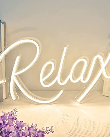 Relax Neon Sign Unique Art Ornaments with Dimmable Switch, 5V USB Powered Cool Neon Relax Signs for Wall Decor, Bedroom, Living Room, Bathroom Decoration Valentine's Day SPA Decor (Warm White)