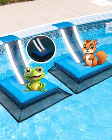 HKZ Pool Critter Animal Escape Ramp - 2Pack Critter Frog Saver Log for Swimming Pool with Reflective Strips, Wildlife Frog Pool Saver Floating Escape Device for Small Critters Squirrel Lizards (Blue)