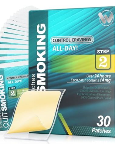 Nicotine Patches Step 2 Easy and Effective Helps Quit Smoking, 14 mg, 30 Patches Smoking Aid to Help Quit Smoking, Each Patch Provides a 24-Hour Nicotine Transdermal System