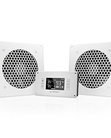 AC Infinity AIRPLATE T8 White, Quiet Cooling Dual-Fan System 6" with Thermostat Control, for Home Theater AV Cabinets