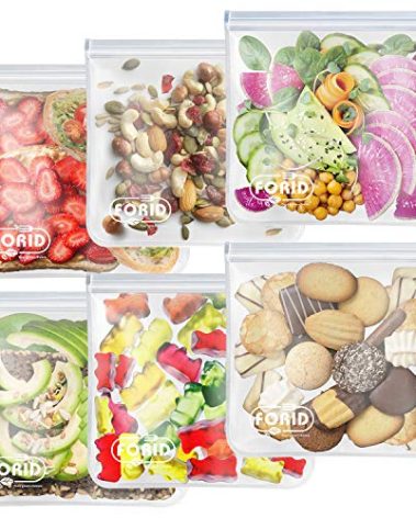 FORID Reusable Gallon Freezer Bags, 6 Pack Extra Thick Gallon Reusable Bags, Leakproof Food Storage Bags for Marinate Food, Fruit Cereal Sandwich Snack Meal Prep Travel Items Home Organization Storage
