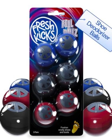 FRESH KICKS Foul Ballz Shoe Deodorizer Balls – 6 Pack – Eliminate Smelly Shoes Fast – Strong Sneaker Odor Fighter – Long-Lasting Shoe Freshener Inserts for Gym Bags, Lockers, Closets & Sports Gear