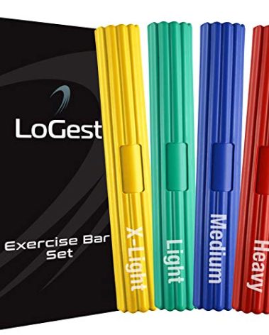 Logest Twist Hand Exerciser Bars - 4 Piece Flexible Bars Strengthener Set - Tennis Elbow, Golfer's Elbow, Tendonitis, Wrist, Forearms Pain Relief Therapy Bar - Wrist and Arm Strengthener Twist Bar