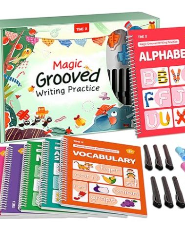 TIME X Magic Grooved Writing Practice Books, Reusable Handwriting Practice Books, Groove Workbooks, Handwriting Practice for Kids 3 +, Large Writing Practice Books (Practice 6-Books)