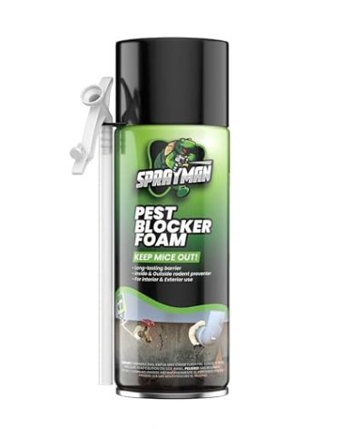 Pest Block Spray Foam - (1x12oz) 100% Odor-Free! Mouse - Rodent Repellent & Hardens Strong Polyurethane Mouse Blocker Foam Sealant Use Wall Foam Filler for Holes and Cracks, Over Paintable- 1 Pack