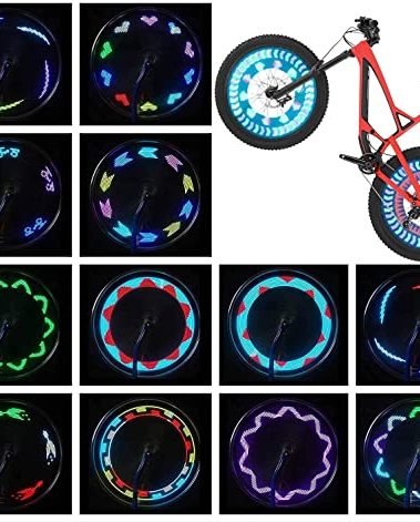 Bike Wheel Lights (2 Pack) - Waterproof LED Bicycle Spoke Tire Lights - Great Gift for Kids Adults - 30 Different Patterns Change - Bike Accessories - Black