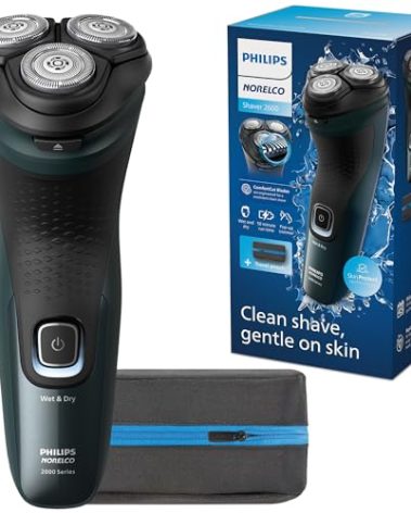 Philips Norelco Shaver 2600 Series, Wet and Dry Electric Shaver, Pop-up Trimmer, P-Cap, Travel Pouch, Dark Forest Green, Model X3052/91