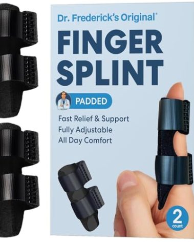 Dr. Frederick's Original Trigger Finger Splint - 2 ct - Mallet Splint & Brace for Arthritis, Injury, & Sprain - Fits Index, Middle, & Ring Fingers - Adjustable for All-Day Comfort - Doctor-Developed