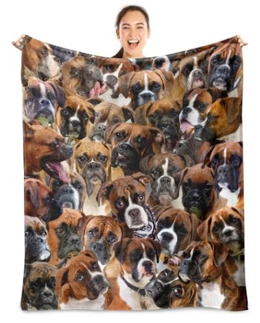 Boxer Dog Blanket,Boxer Gifts for Dog Lovers,Boxer Dog Flannel Blanket Throws for Dog Mom Dad,Soft Warm Blankets for Sofa Bed Home Decor,Gifts for Kid Teens Girls Boys Halloween Christmas,50" x 60"