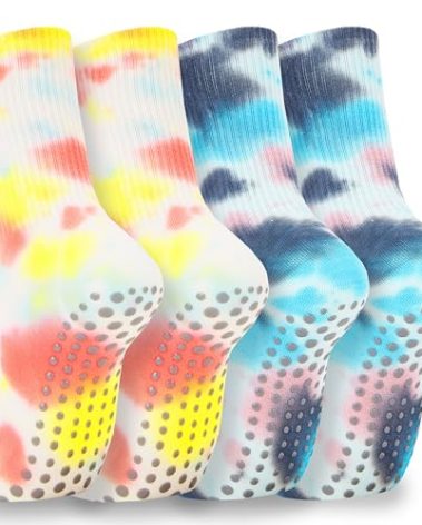 WANZHIHUI Grip Socks Pilates for Women- Cute Pilates Socks- Tie Dye Non Slip Grippy Sock Woman for Yoga Barre Dance