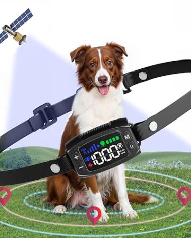 GPS Wireless Dog Fence System, Rechargeable Electric Fence for Dogs, IPX6 Waterproof Collar, Adjustable Warning, 33Yd-1000Yd Range, Pet Safe Outdoor Containment for Most Breeds