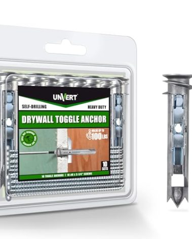 Self Drilling Ez Drywall Toggle Anchor Kit, Heavy Duty #8 Anchor with Screws - Easy Wall Ancors for Hanging and Mounting - Holds Up to 100 Lb. (10 Pack)