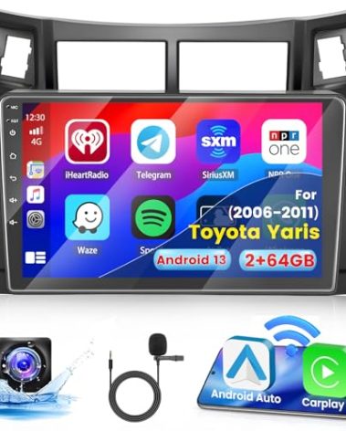 Inefala 2+64G Stereo for Toyota Yaris 2006-2011 CarPlay Car Radio Android 9" Touchscreen Android Auto Backup Camera GPS EQ 28UI