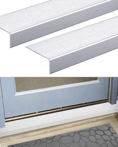 Yaocom 2 Pcs 36" x 2-3/4" x 1-1/5" Door Thresholds for Exterior Doors Aluminum Window Door Sills Edging Ledge Guard Protectors Sill Nosing Stainless Steel Non-Slip Strip for Door Window Sills Edge