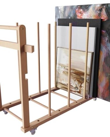 UNZERO Art Storage Rack, Art Canvas Storage, Art Drying Rack, Canvas Boards Rack Art Storage with Handle & Caster Wheels for Drawing Board, Panel, Paper Pad for Art Studios, Artworks, Gallery