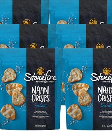 Stonefire Sea Salt Naan Crisps, 6 Ounce (Pack of 6)