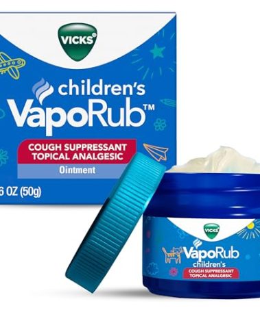 Vicks Children's VapoRub, Topical Cough Suppressant and Analgesic, Relieves Coughs and Minor Aches and Pains, Clinically Proven, Starts Working in Minutes for Fast Relief, For Children Ages 2+, 1.76oz