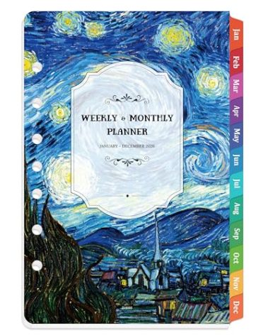 2026 Planner Refills - Jan. 2026 - Dec. 2026, 7 Holes, Planner Refills 2026, 5.5'' x 8.5'', A5 Weekly & Monthly Planner Inserts, Colorful Monthly Tabs