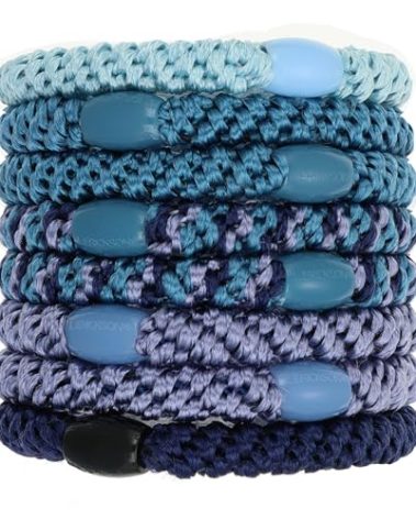 Blue Hair Ties for Thick Hair, Grab & Go Ponytail Holders, 8 Pack, Neptune, Thick No-Crease Bands with Strong Hold, Damage-Free Design, Ocean-Inspired Mix | L. Erickson