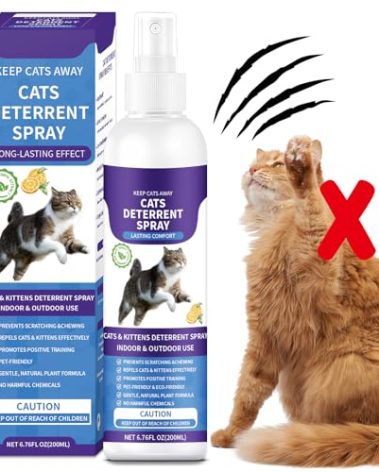 Cat Deterrent Spray, 200ML Cat Repellent Spray, Indoor & Outdoor Anti-Scratch Cat Repellent for Furniture, Sofas, Rugs, Curtains, and Plants, Alcohol-Free & Non-Toxic Formula Repellent for Cats
