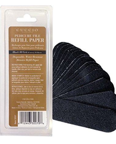 Cuccio Naturale 50-Count Black 80-Grit Pedicure File Refills – Coarse, Water-Resistant, Disposable Abrasive Sheets for Professional Foot Care – Fits Cuccio Stainless Steel Pedicure File