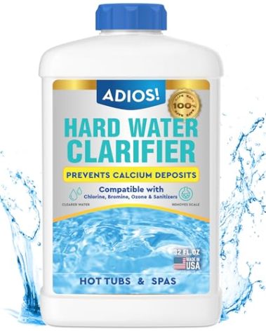 ADIOS! Hot Tub Hard Water Calcium Remover with Scale and Stain Clarifier, Soften Treat and Reduce Spa and Pool Deposits - Quart (32 oz)