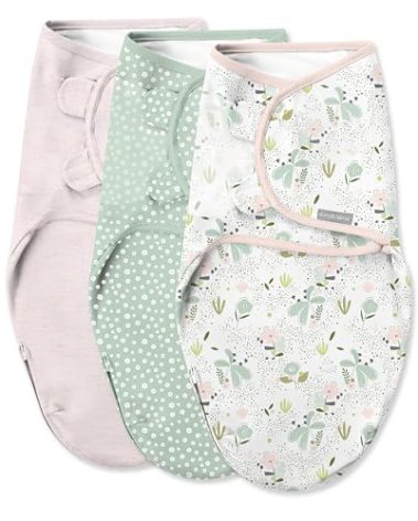 SwaddleMe by Ingenuity Easy Change Baby Swaddle in Size Small/Medium, 0-3 Months, 7-14 Pounds, 3-Pack with Easy Change Zipper - Peekaboo Panda