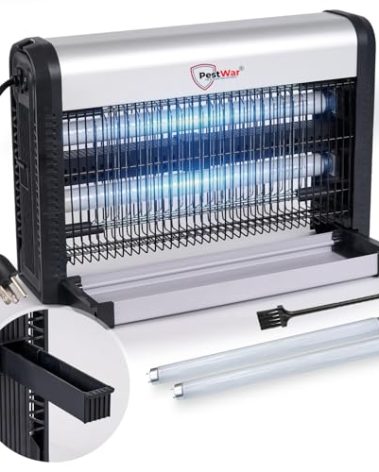 Advanced 2-in-1 Indoor Bug Zapper, Powerful 3500V Flying Insect Zapper, Built-in Bait Tray, Uses 2-in-1 Methods to Attract & Zap Fruit Flies, Mosquitoes, Flies, Gnats, Moths, & More. - 2 Free Bulbs