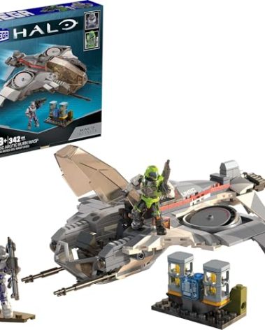 MEGA Halo Action Figure Building Toy, UNSC Arctic Burn Wasp with 342 Pieces and 2 Poseable Figures, for Collectors