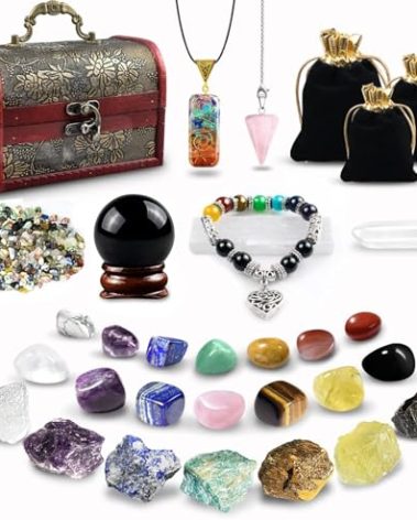 Healing Crystals Set, 28 Pcs Crystals and Healing Stones 7 Chakra Kits Obsidian Real Spiritual Protection Natural Reiki Energy Meditation Crystals for Beginners Wooden Box, Crystal Gifts for Women