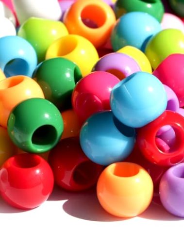 350pcs 12mm Plastics Acrylic Beads DIY Colorful Mix 10 Color Large Hole Pony Hair Beads(Hole:5.5mm)