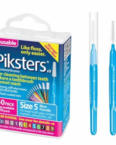 Piksters Interdental Brushes, 40 pk, Size 5, Interdental Tooth Brush for Large Gaps, Gum Soft Bristles for Plaque Removal, Safe for Braces