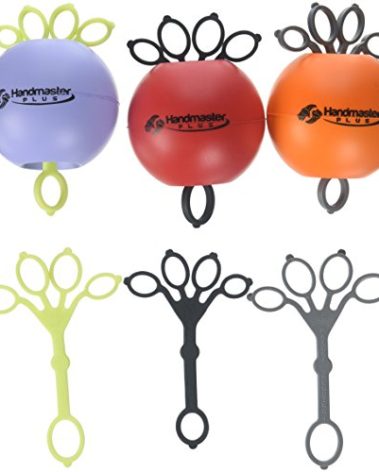 Handmaster Plus Physical Therapy Hand Exerciser - Forearm Exerciser with Stress Relief Ball - Hand Therapy Balls for Training - Finger Exerciser & Strengthener - Multicolored Balls, (9 Piece Set)