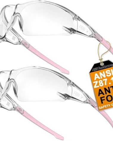 HTS HUNTERSKY S239 2 pack Protective Clear pink small Safety Glasses women youth protecting eyes from wind dust proof bike riding cycling running lab chemistry goggles