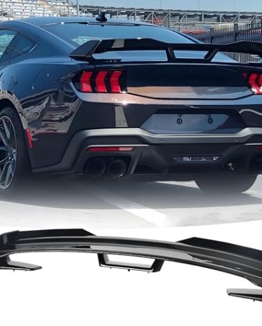 NEESPOC Rear Wickerbill Spoiler Wing Fit for 2024 2025 Ford Mustang EcoBoost/Premium/GT/ S650 Dark Horse Style Spoiler + Wicker Bill Exterior Accessories (Gloss Black)