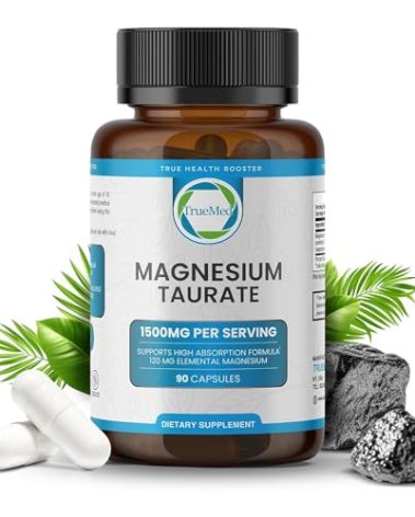 Natural Magnesium Taurate Supplement 1500 mg with 90 Capsules - 30 Days Supply for Sleep Support, Heart Health, Relaxation, Blood Pressure Balance, and Energy Boost