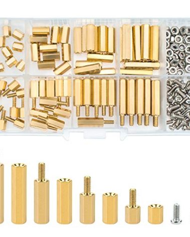Sutemribor M2.5 Male Female Hex Brass Spacer Standoff Screw Nut Assortment Kit (180Pcs)