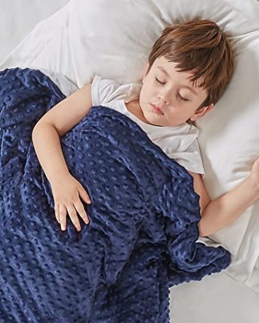 Degrees of Comfort 10lbs Kids Weighted Blanket with Cover, 1 x Cozyheat Minky Plush Cover Included | Micro Glass Beads Technology | 41x60 10 lbs Navy