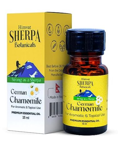 Sherpa Botanicals German Chamomile Essential Oil - 100% Pure & Natural Oils - Ideal for Aromatherapy, Diffusers, Massage Oil - Vegan, Paraben-Free, 15mL